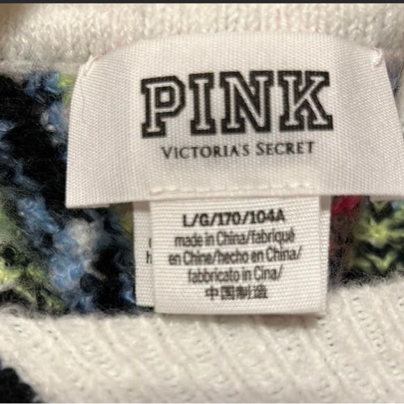 PINK Victoria Secret Xmas Snowflake Sweater L - Picture 4 of 6